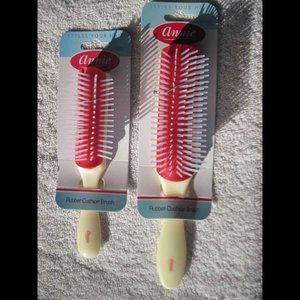 Annie Flare Rubber Cushion Base Hair Brush Stiff Plastic Bristles Denman Wig